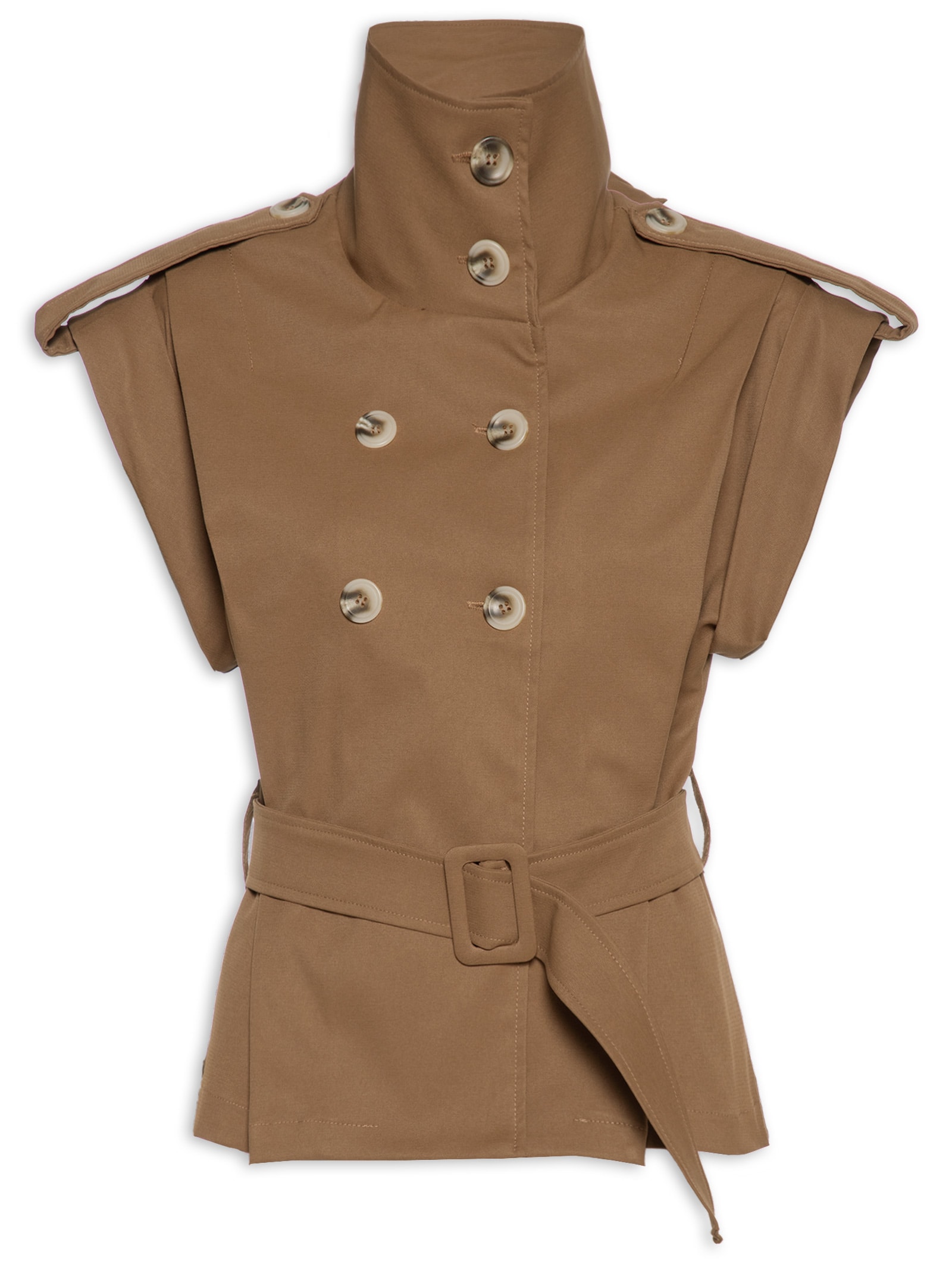 Colete Feminino Com Cinto Marrom '2Essential