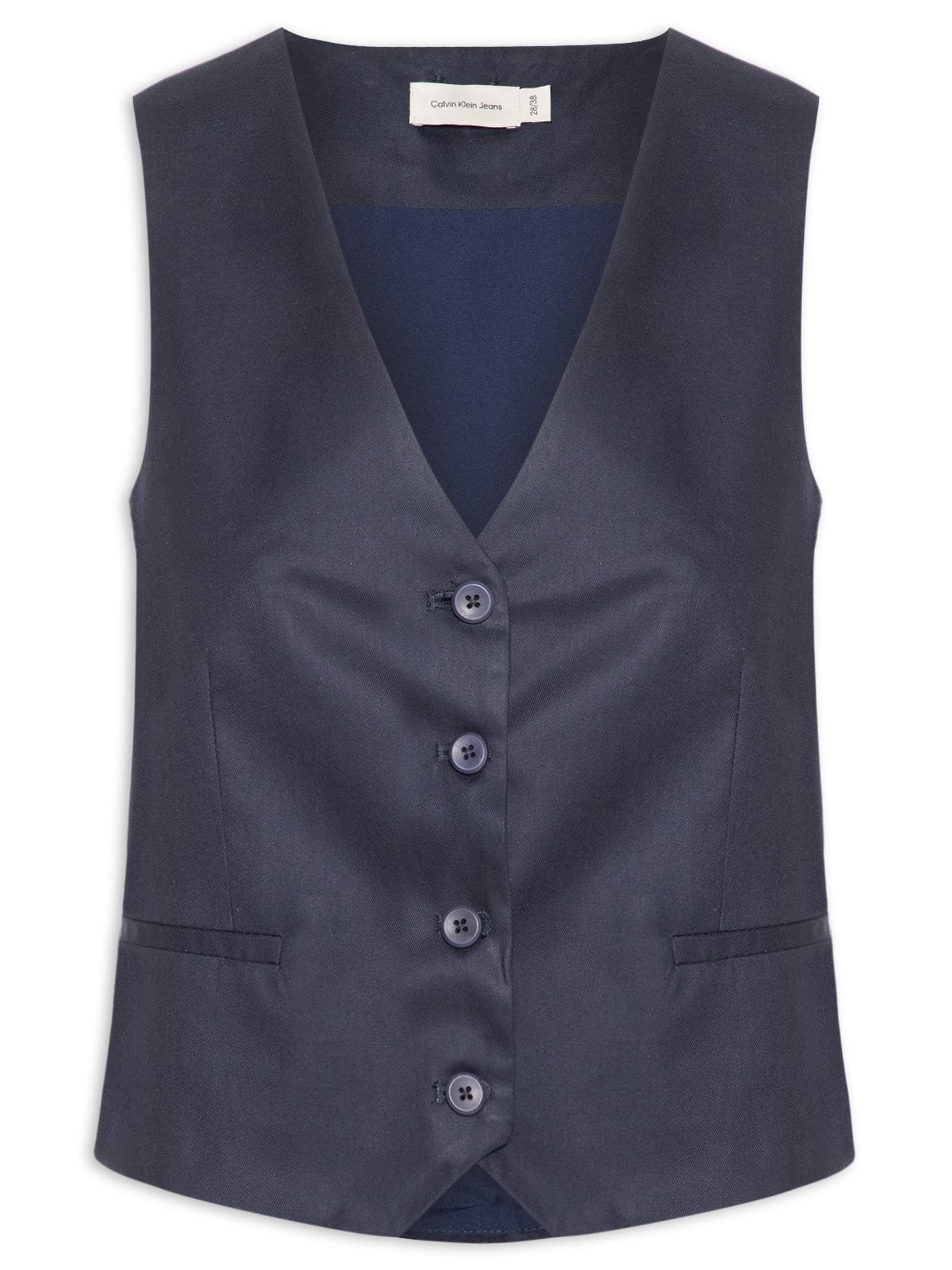 Colete Feminino Com Detalhe de Prega – Azul Calvin Klein Jeans
