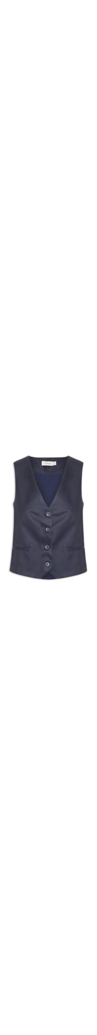 Colete Feminino Com Detalhe de Prega – Azul