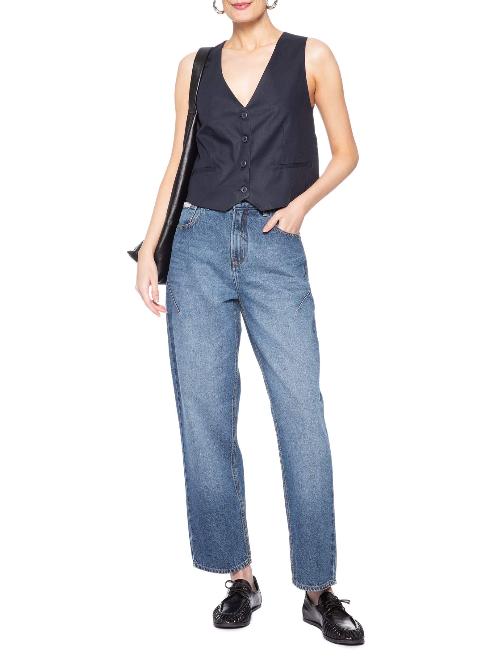 Colete Feminino Com Detalhe de Prega – Azul Calvin Klein Jeans