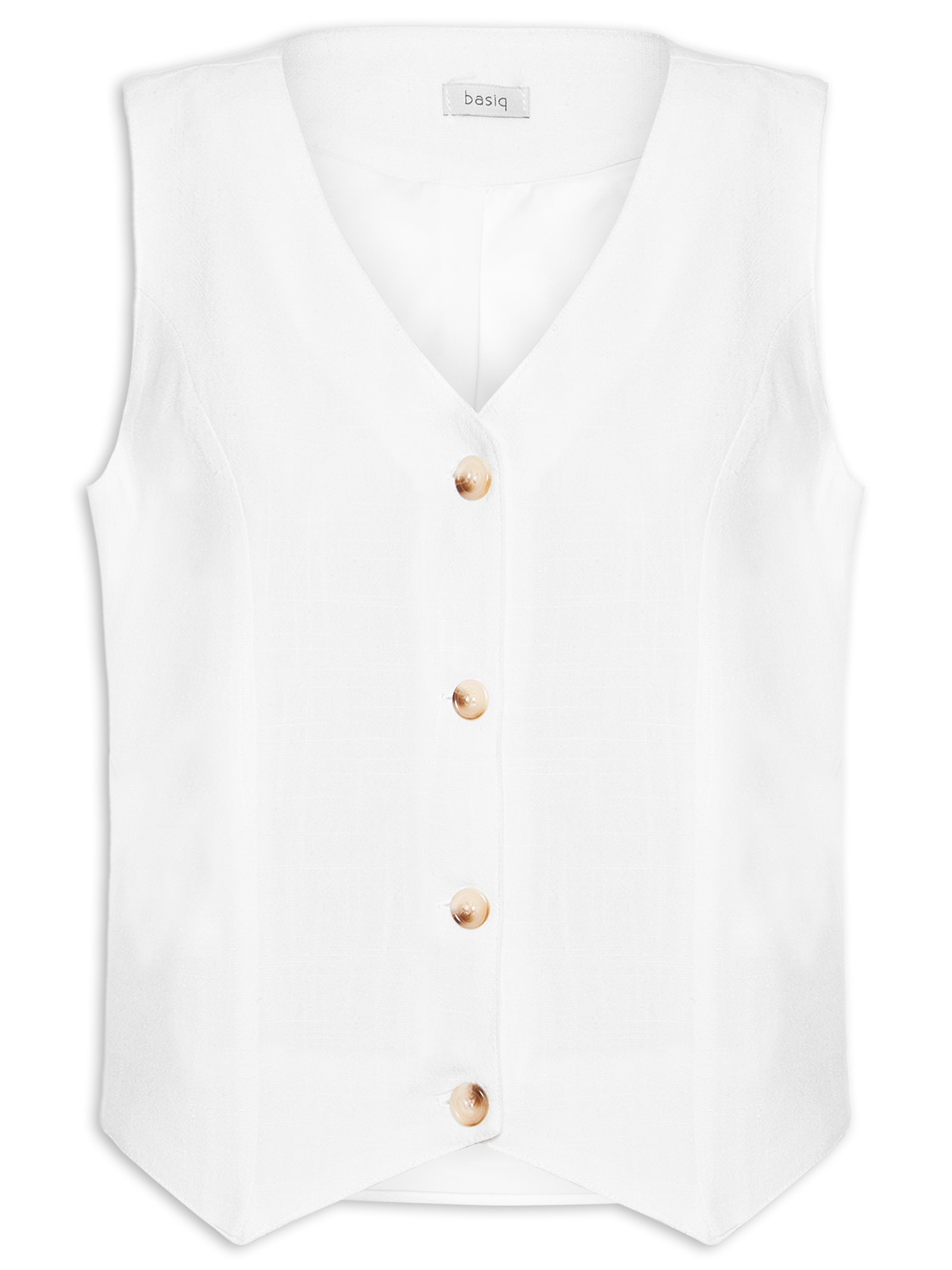 Colete Feminino Com Linho Forrado Branco Basiq