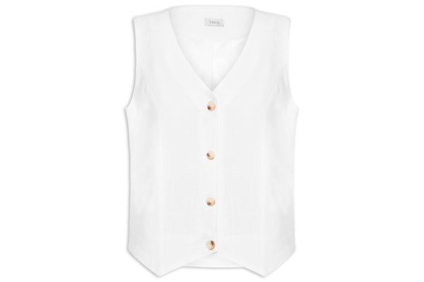 Colete Feminino Com Linho Forrado - Branco