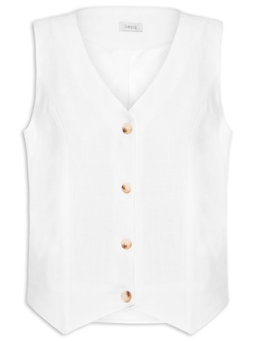 Colete Feminino Com Linho Forrado – Branco