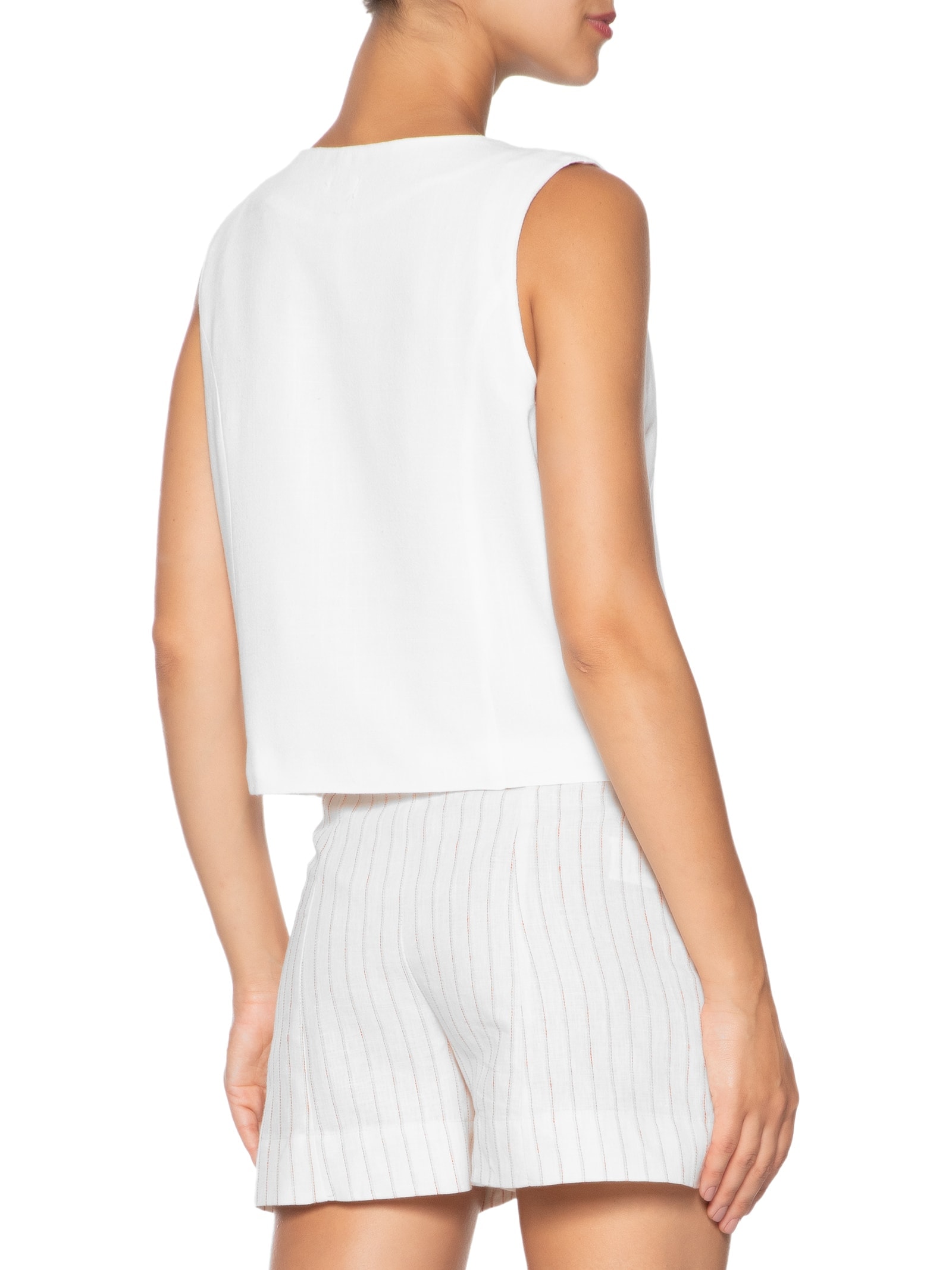 Colete Feminino Com Linho Forrado Branco Basiq