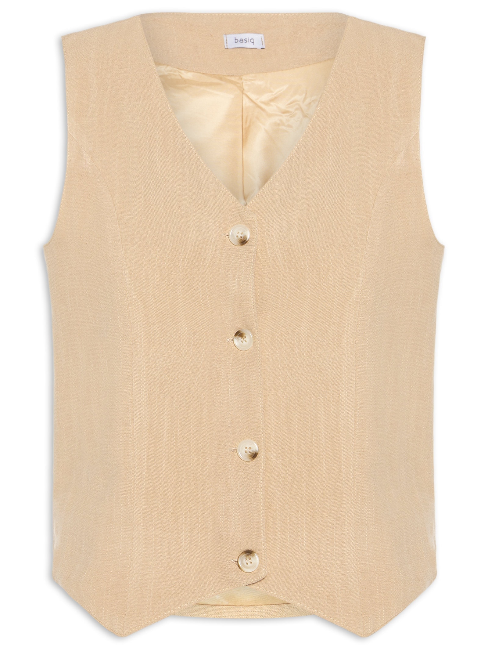 Colete Feminino Com Linho Forrado Marrom Basiq