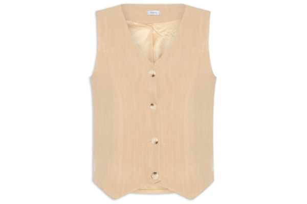 Colete Feminino Com Linho Forrado - Marrom