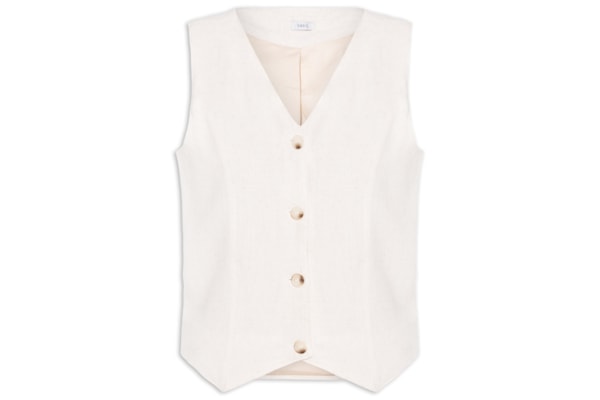 Colete Feminino Com Linho Forrado - Off White