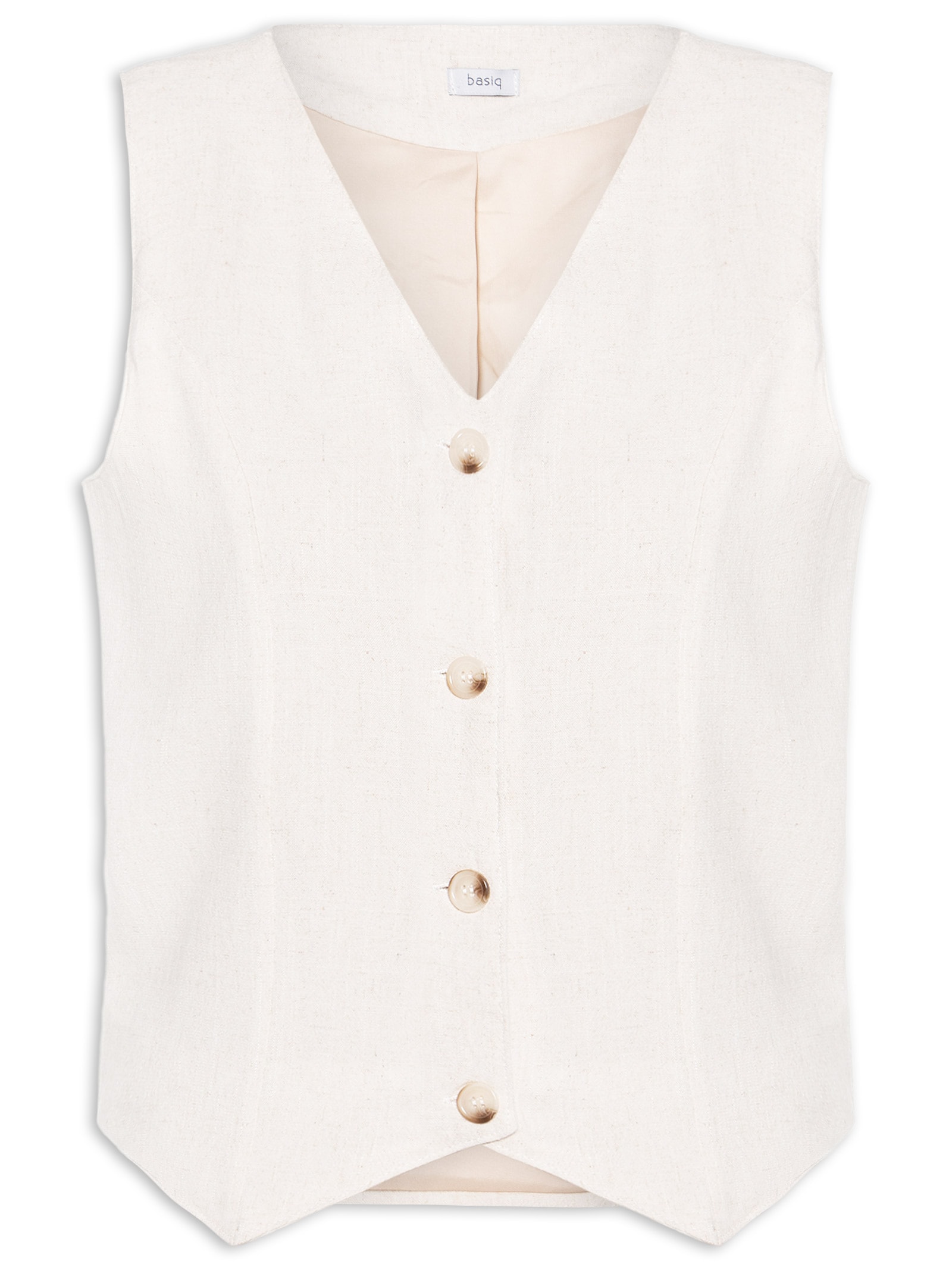 Colete Feminino Com Linho Forrado Off White Basiq