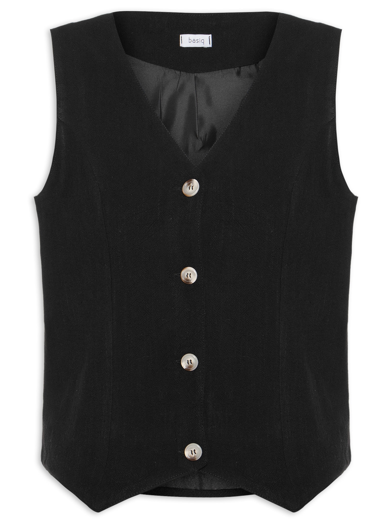 Colete Feminino Com Linho Forrado Preto Basiq