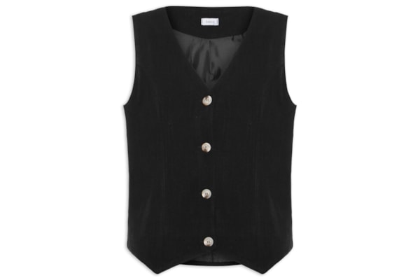 Colete Feminino Com Linho Forrado - Preto