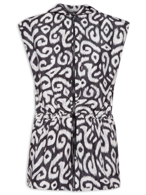 Colete Feminino Corta Vento Estampado - Preto