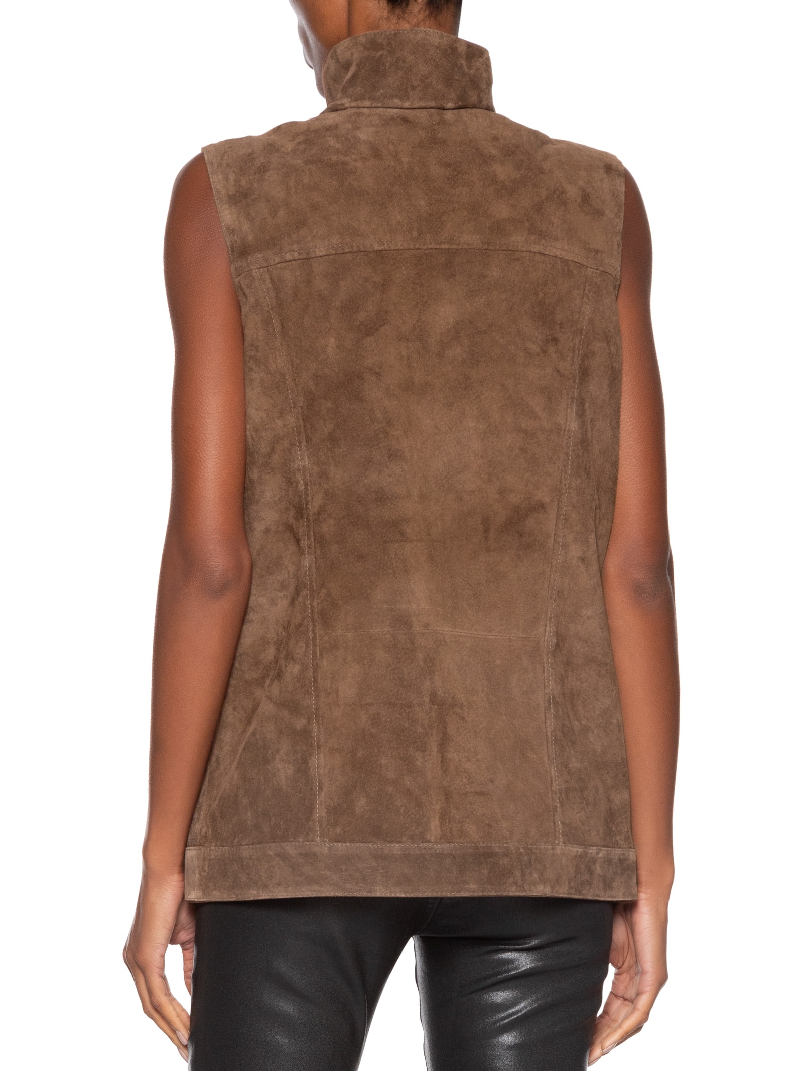 Colete Feminino Couro Infinity Oversized Marrom Studio Kalline