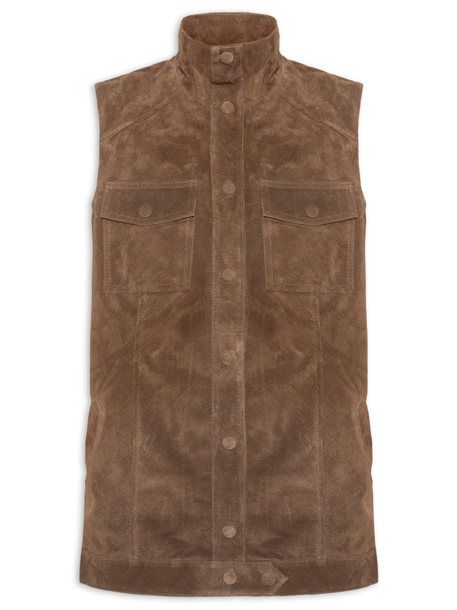 Colete Feminino Couro Infinity Oversized Marrom Studio Kalline