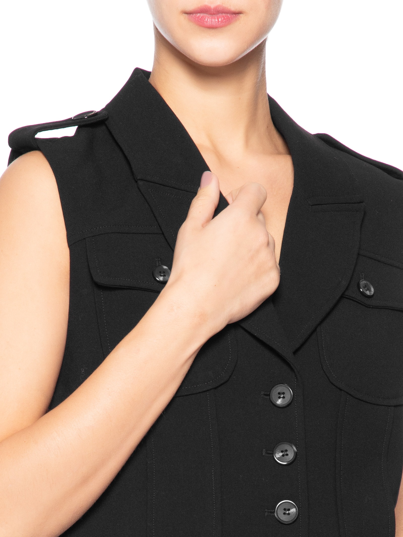 Colete Feminino Cropped Com Bolsos Preto Animale
