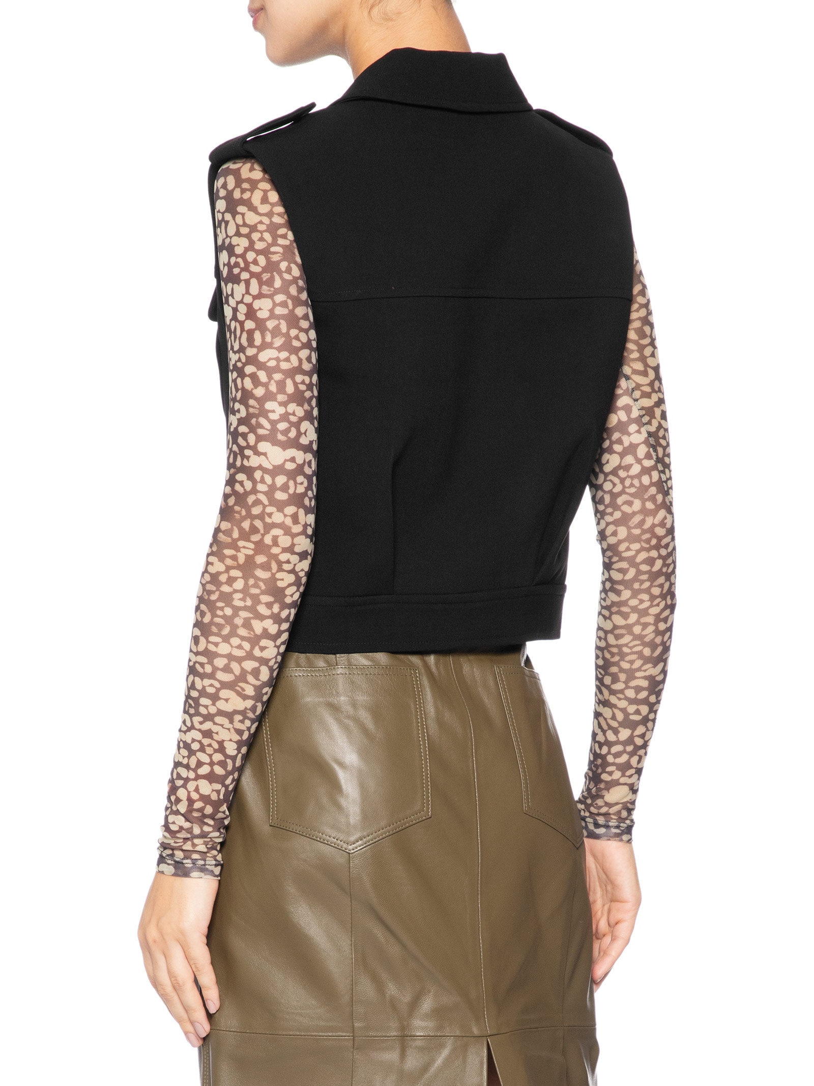 Colete Feminino Cropped Com Bolsos Preto Animale