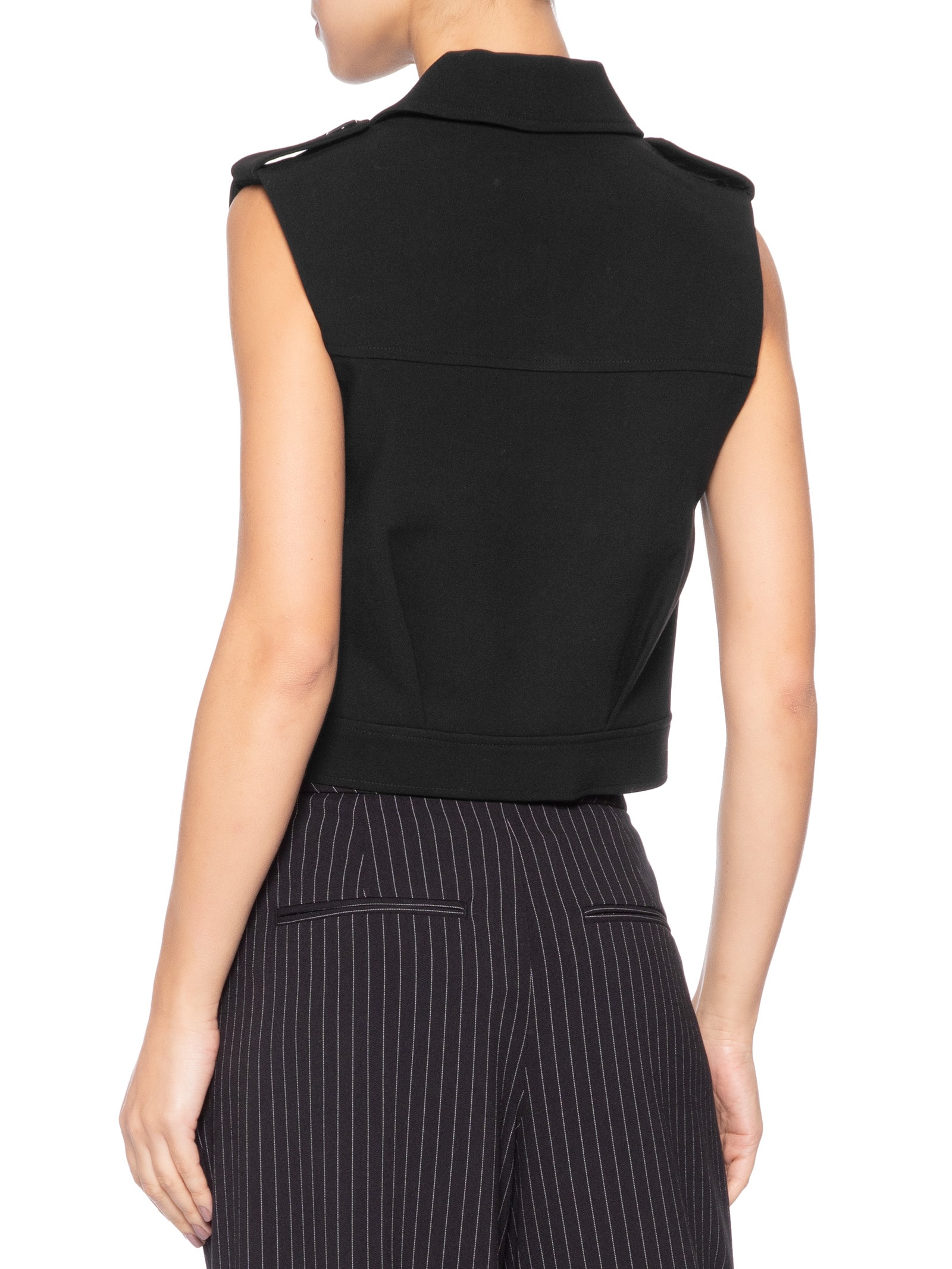 Colete Feminino Cropped Com Bolsos Preto Animale