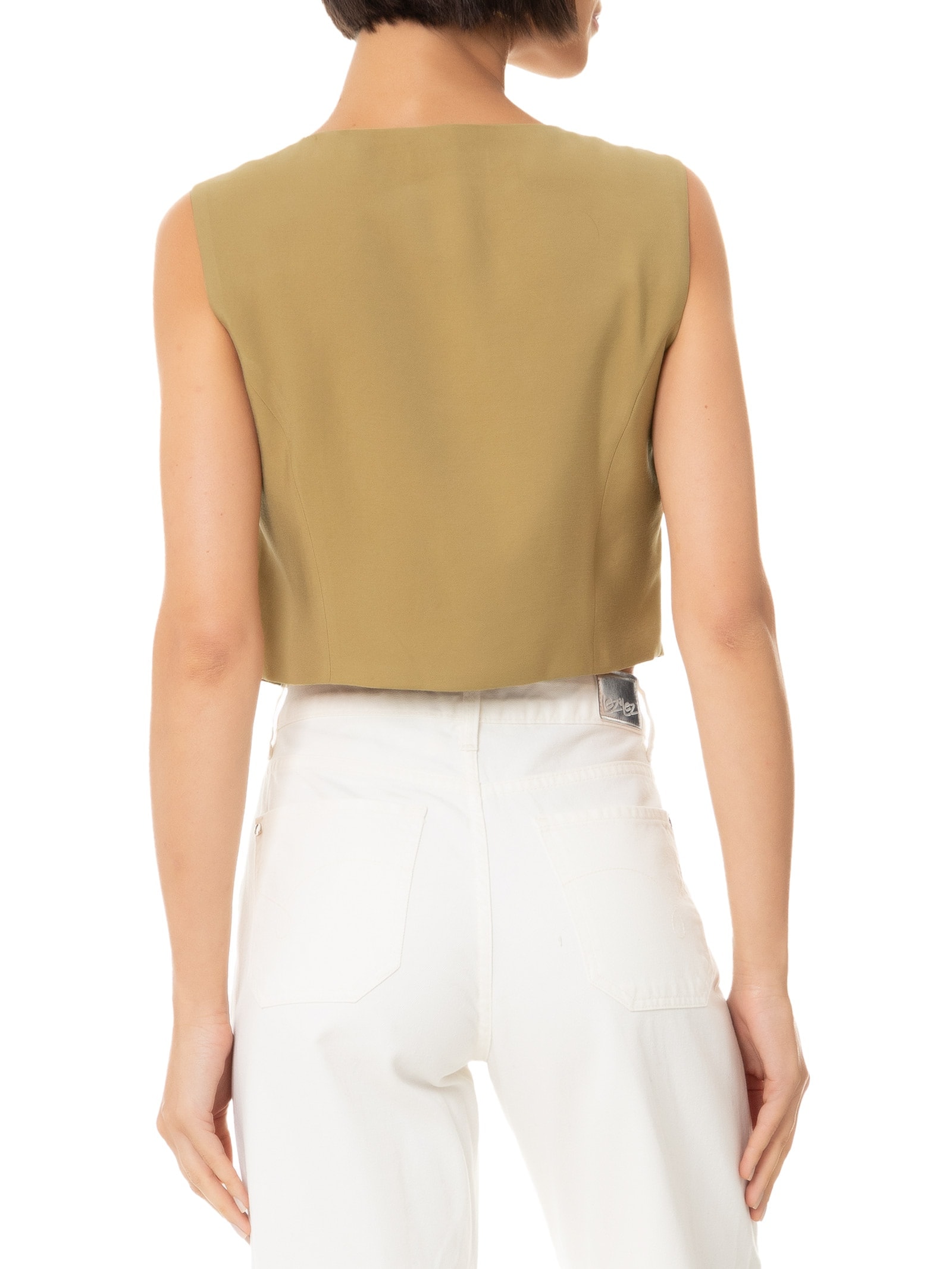 Colete Feminino Cropped Em Viscose Marrom Hering