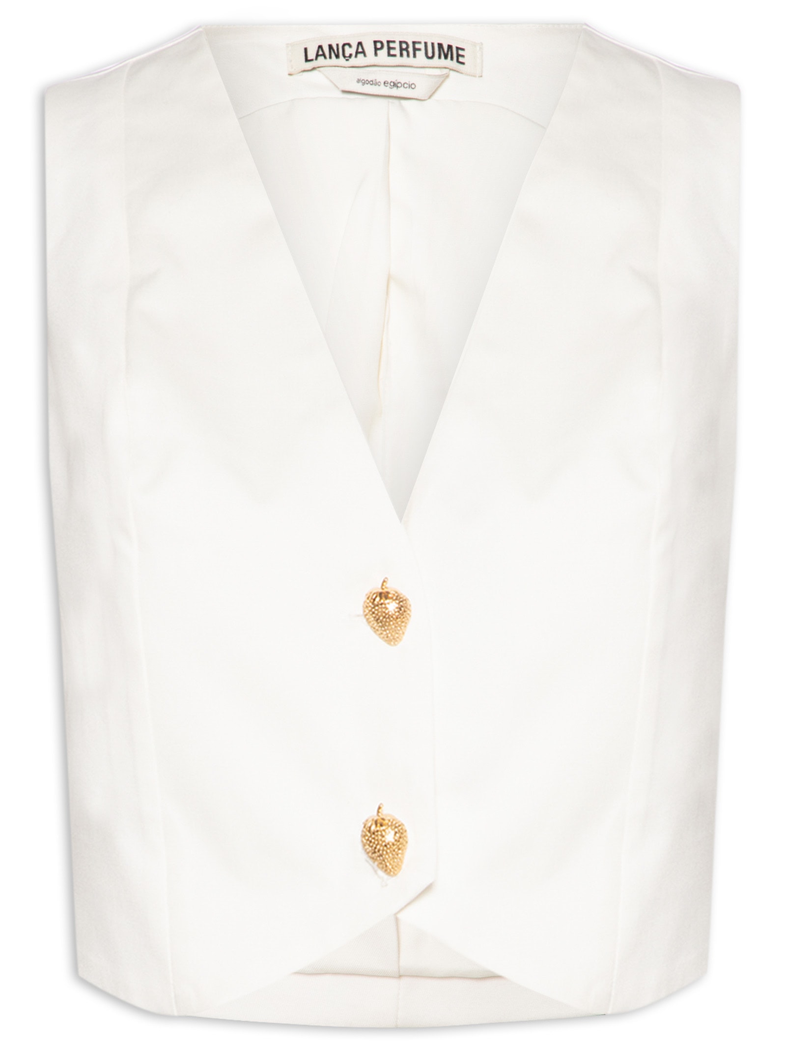 Colete Feminino Curto Ajustado de Sarja Branco Lança Perfume