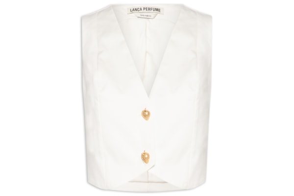 Colete Feminino Curto Ajustado de Sarja - Branco