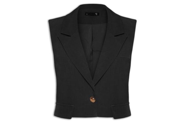 Colete Feminino Curto Em Alfaiataria - Preto