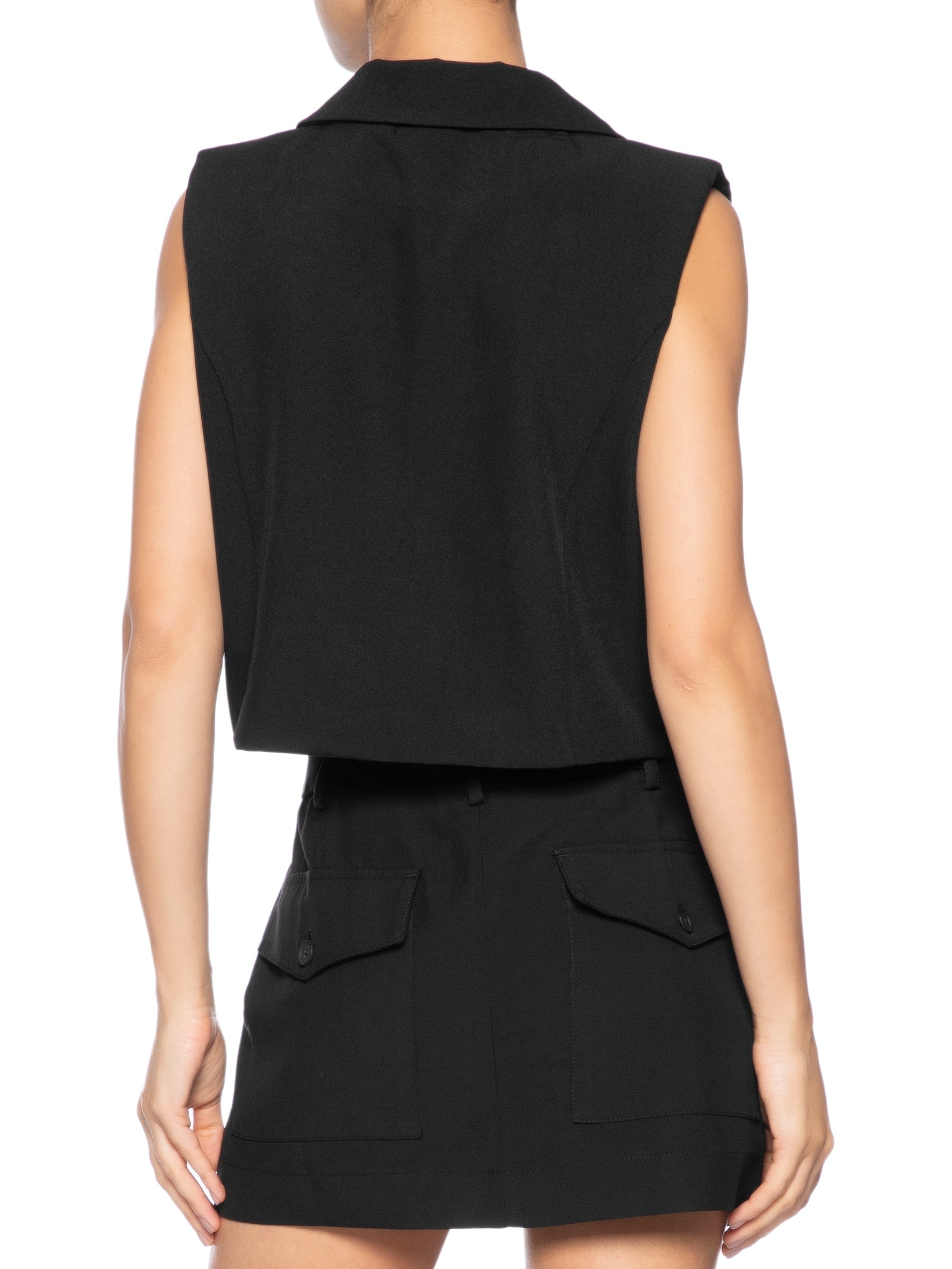 Colete Feminino Curto Em Alfaiataria Preto '2Essential