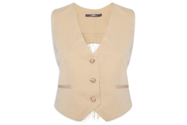 Colete Feminino De Renda Costas - Bege