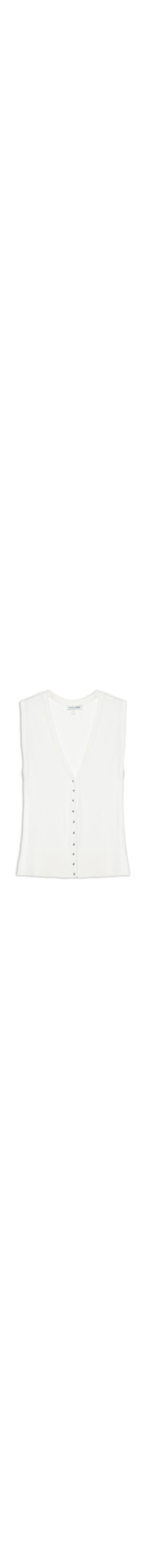Colete Feminino De Tricot Com Botão De Metal - Off White