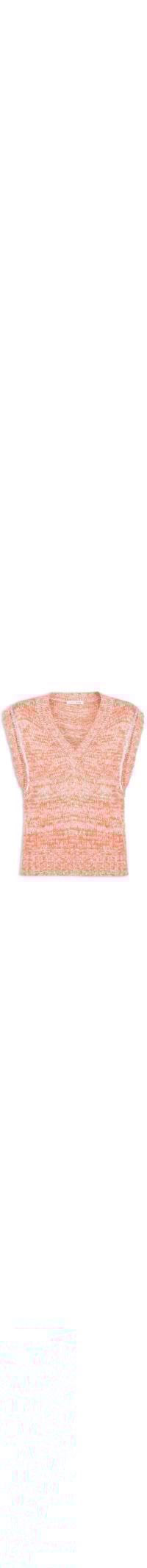 Colete Feminino De Tricot Frisos Lurex - Laranja