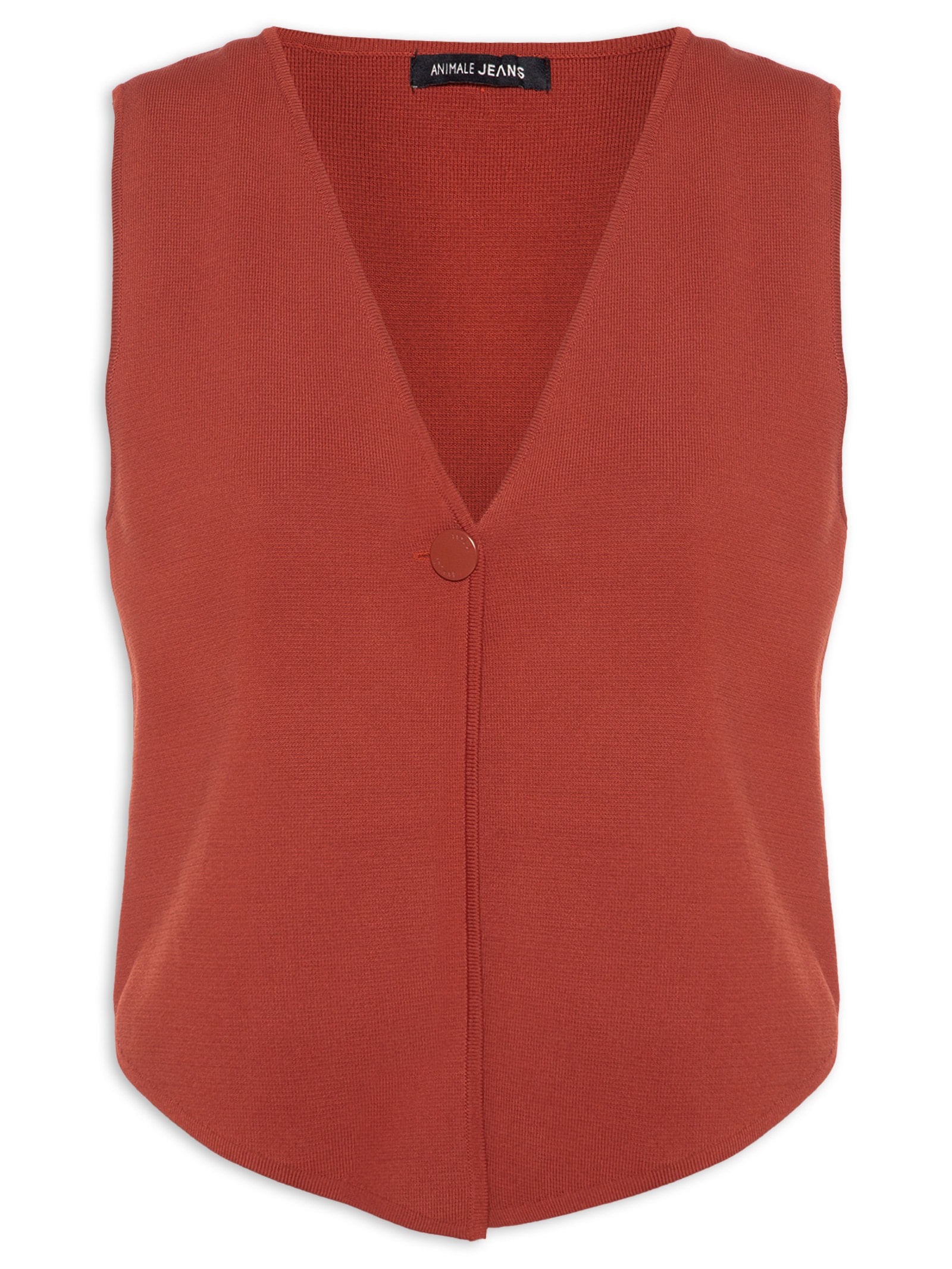 Colete Feminino De Tricot Vermelho Animale Jeans