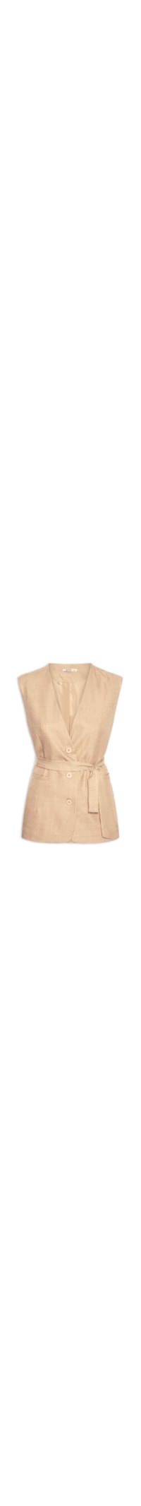 Colete Feminino Decote V Com Faixa - Bege