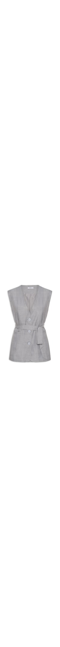 Colete Feminino Decote V Com Faixa - Cinza