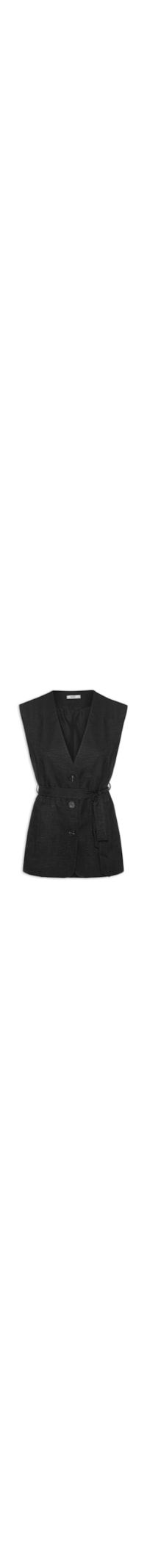 Colete Feminino Decote V Com Faixa - Preto