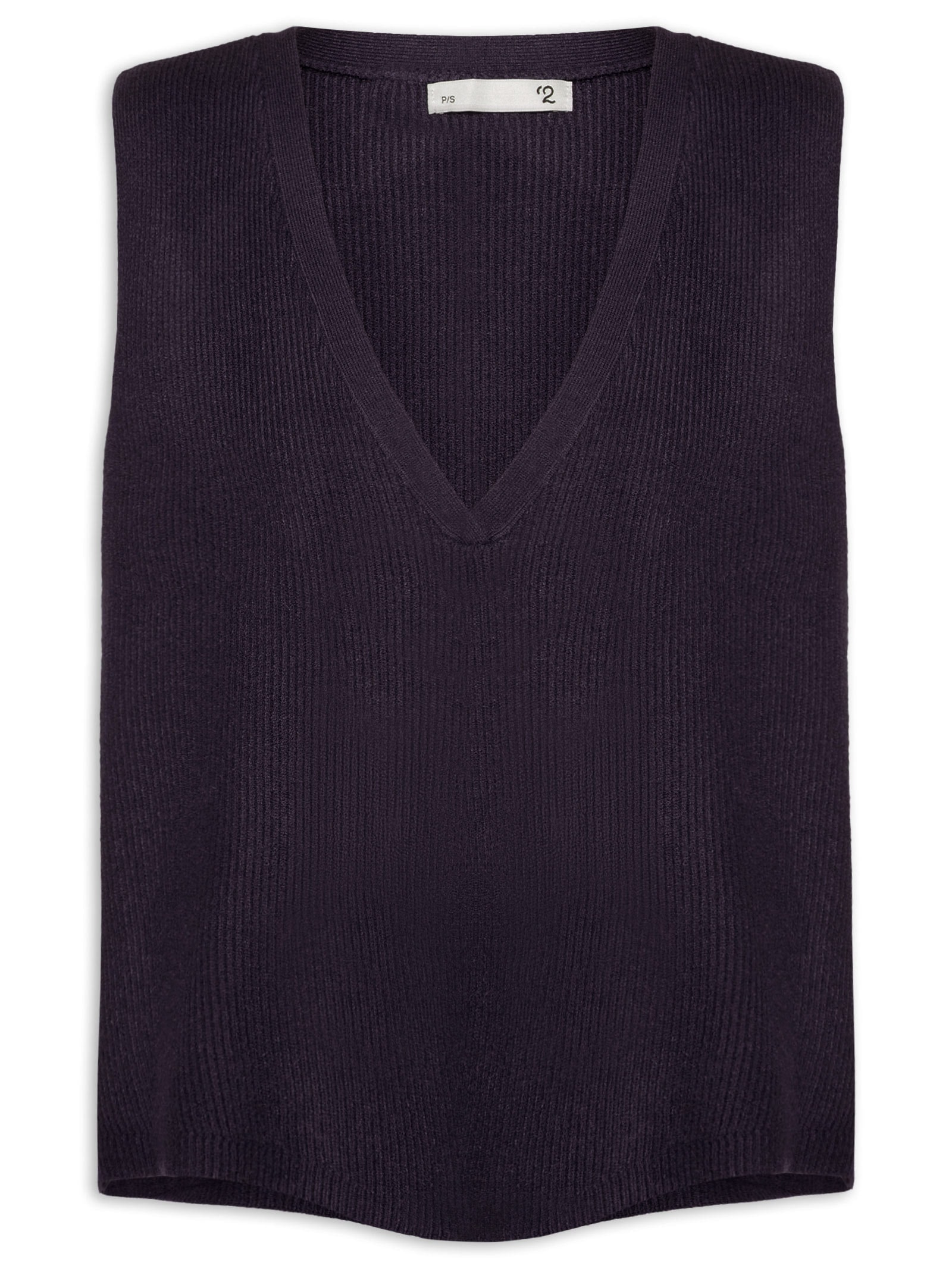 Colete Feminino Decote V Em Tricot Azul '2Essential