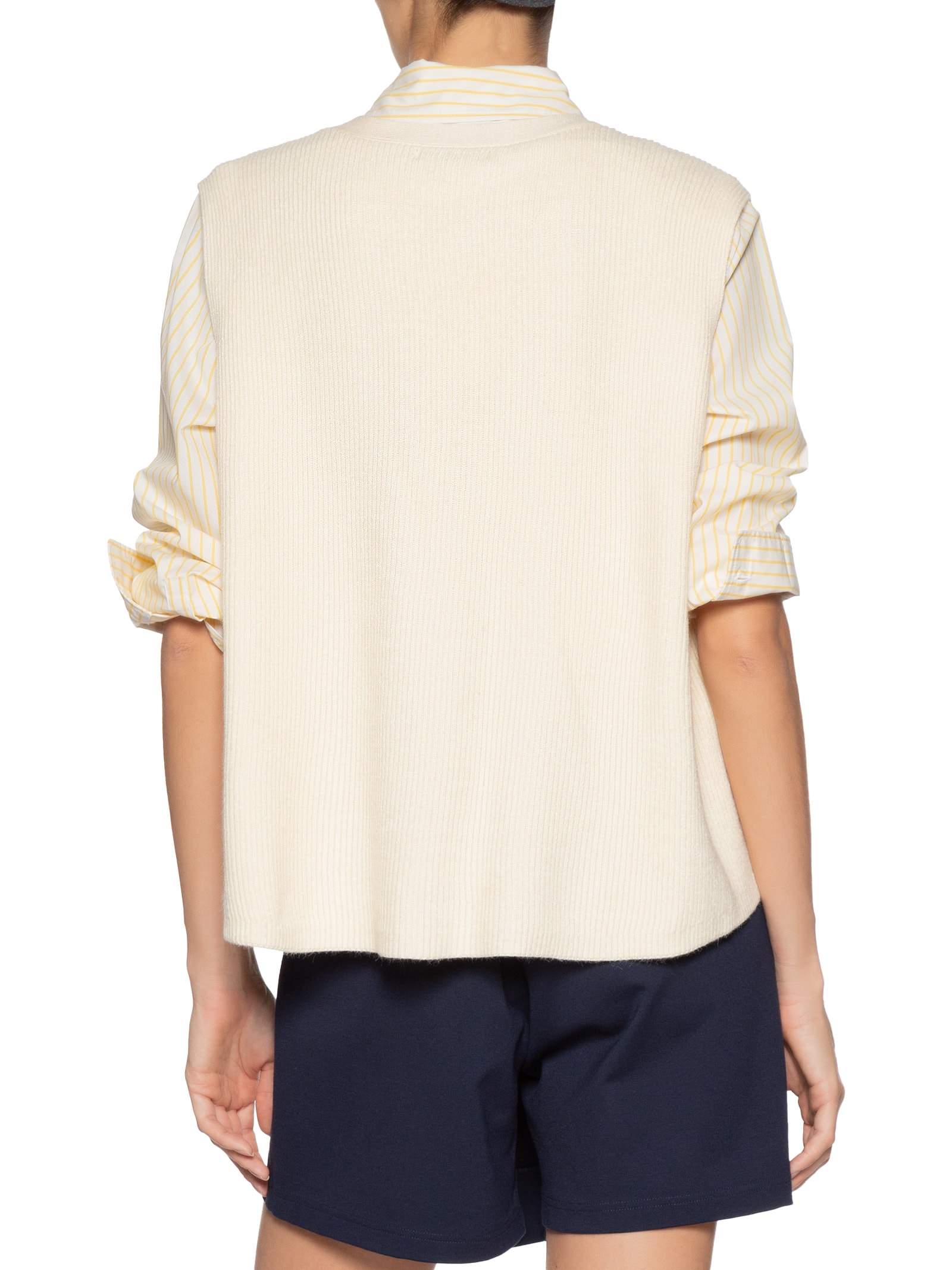 Colete Feminino Decote V Em Tricot Bege '2Essential