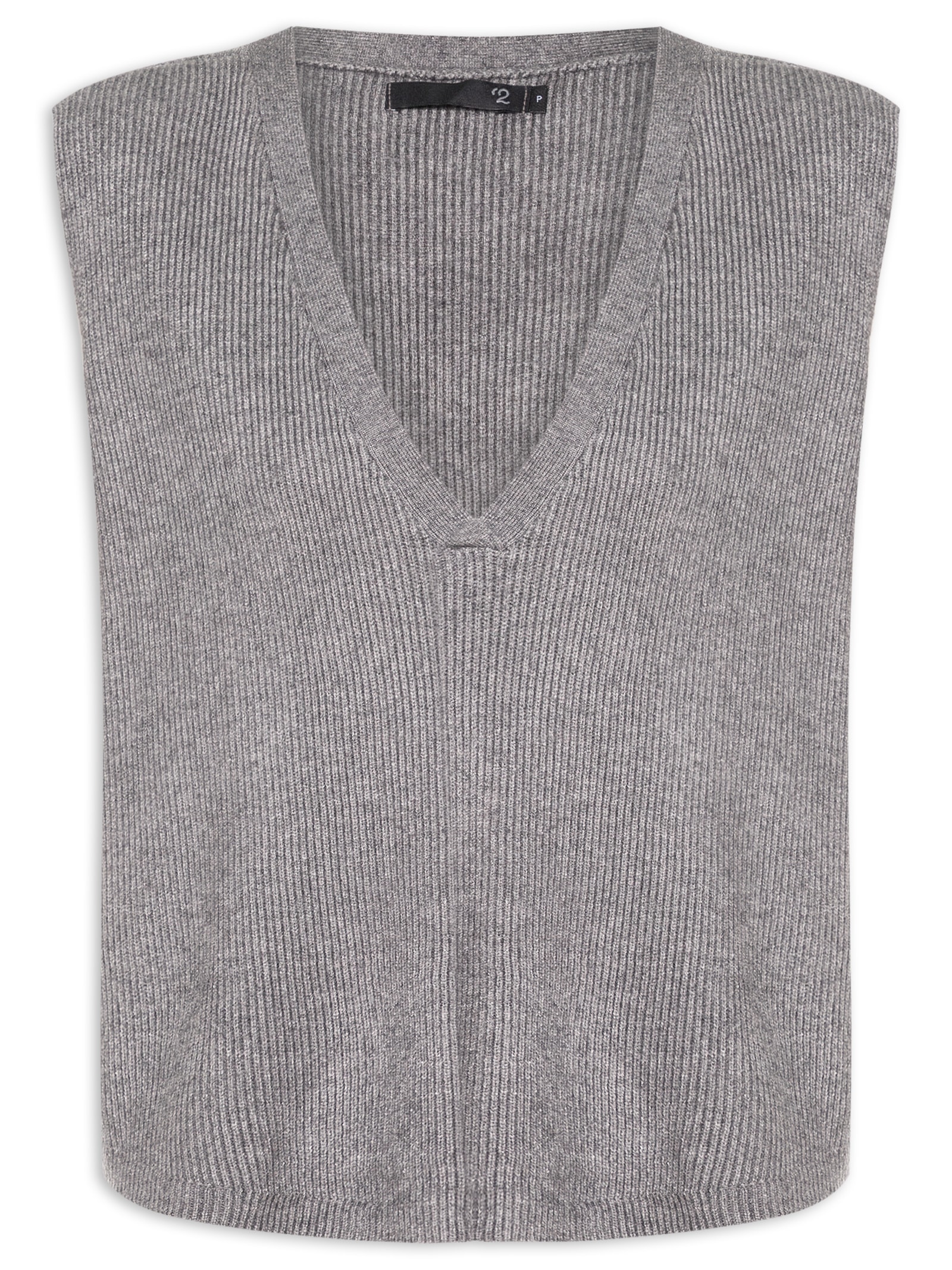 Colete Feminino Decote V Em Tricot Marrom '2Essential