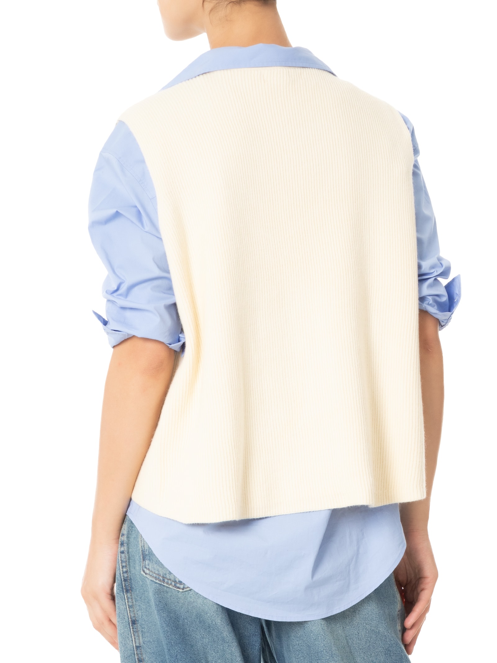 Colete Feminino Decote V Em Tricot Marrom '2Essential