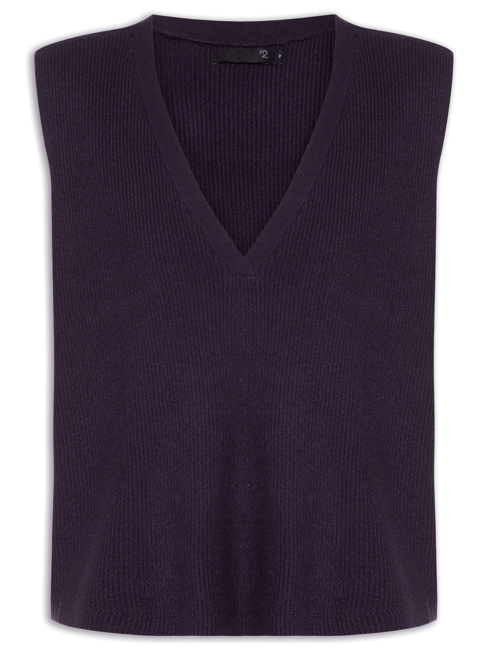 Colete Feminino Decote V Em Tricot Marrom '2Essential