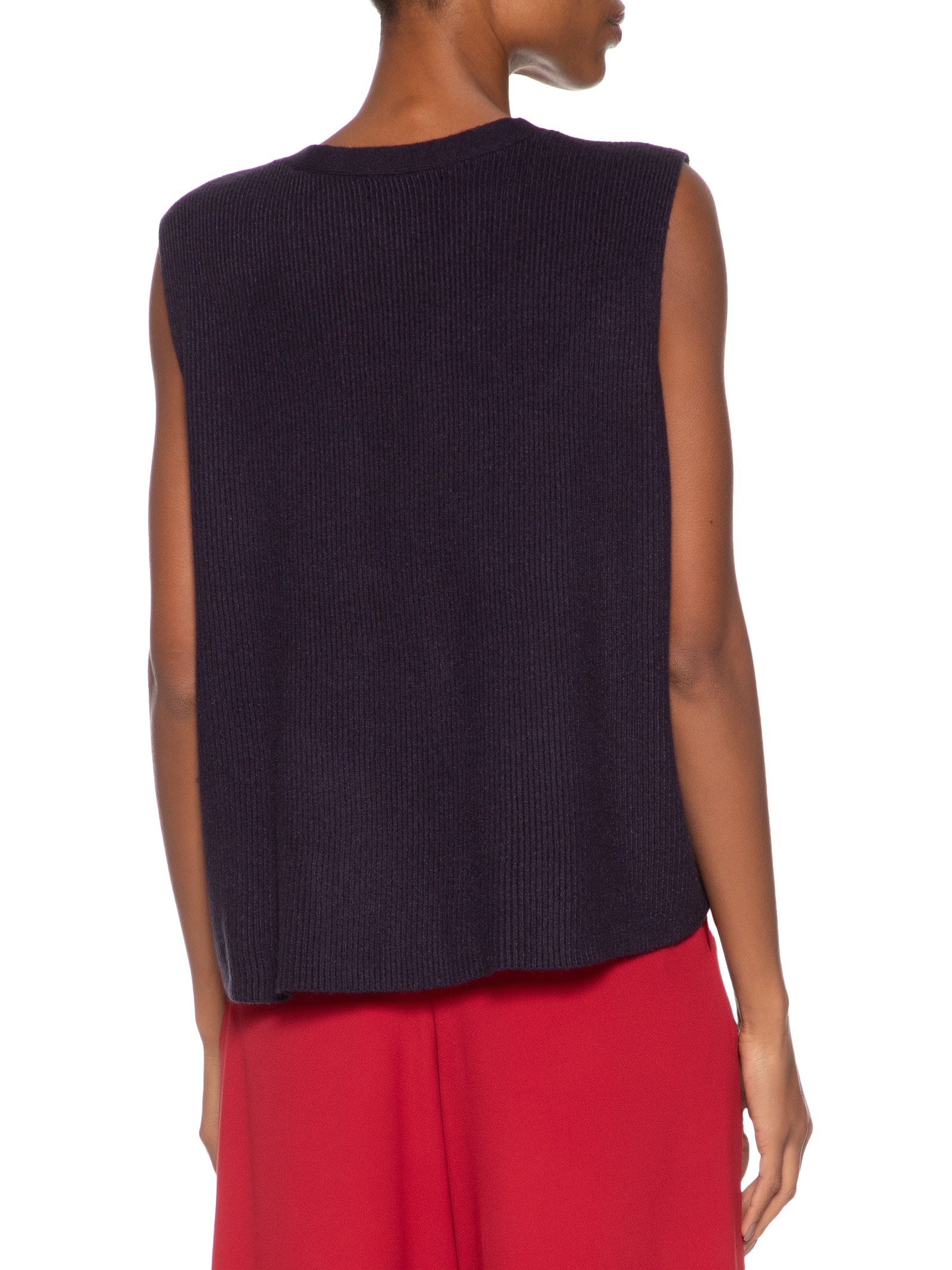 Colete Feminino Decote V Em Tricot Marrom '2Essential