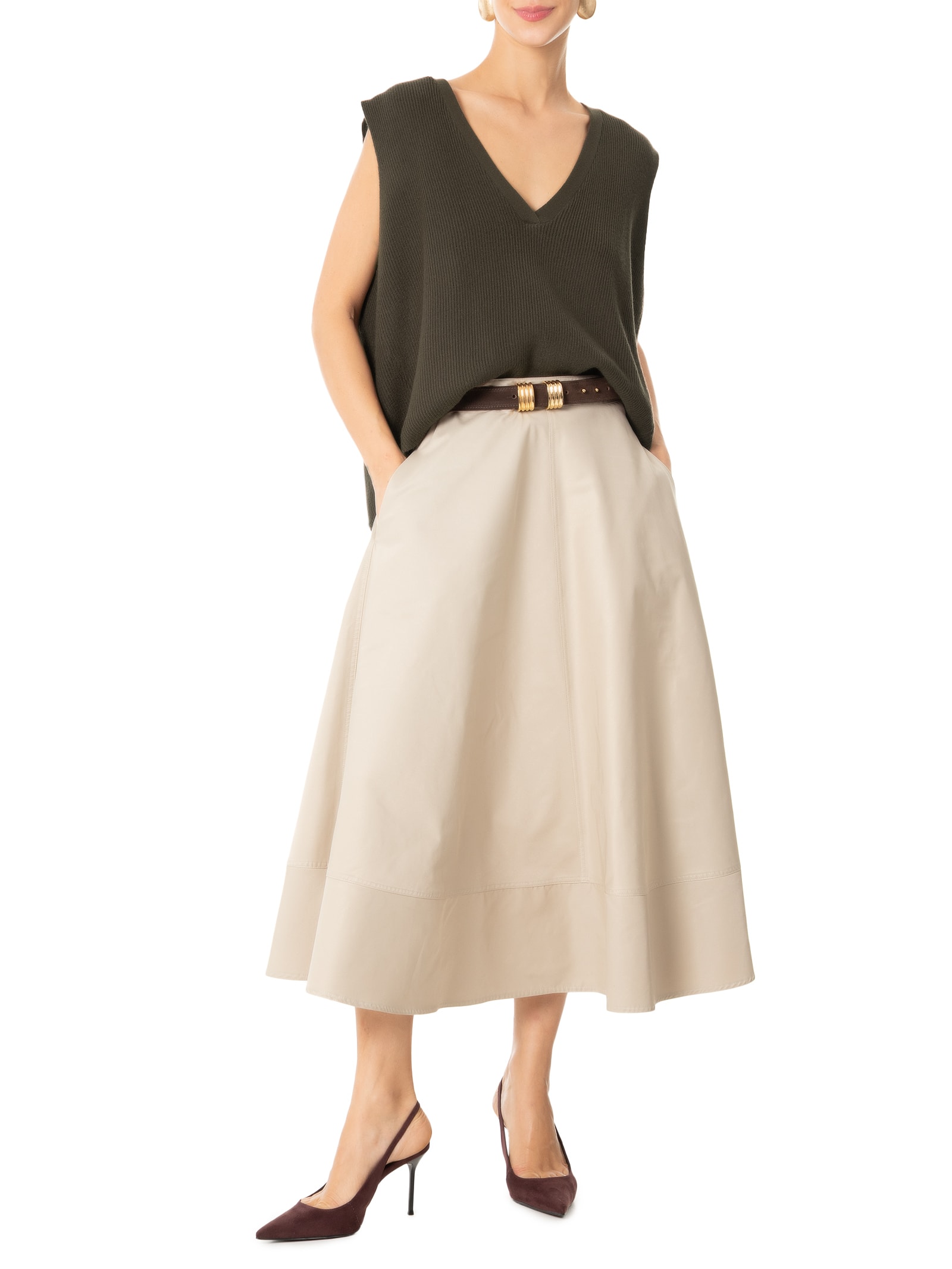 Colete Feminino Decote V Em Tricot Marrom '2Essential