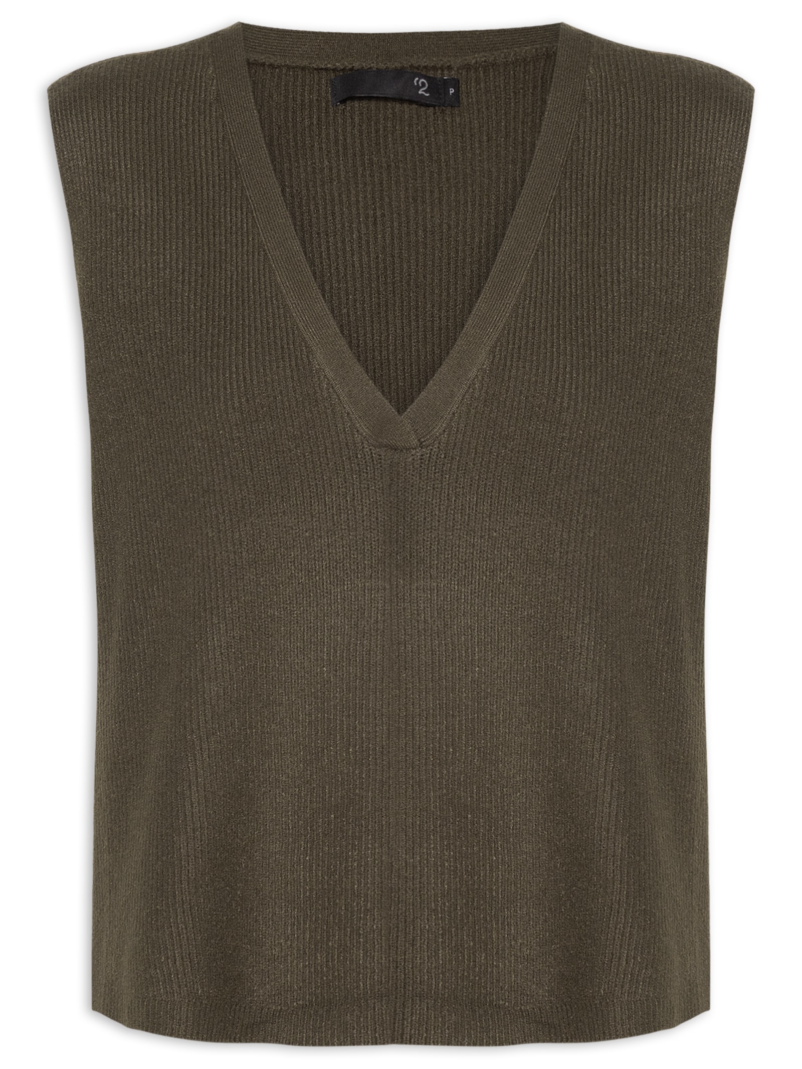 Colete Feminino Decote V Em Tricot Marrom '2Essential