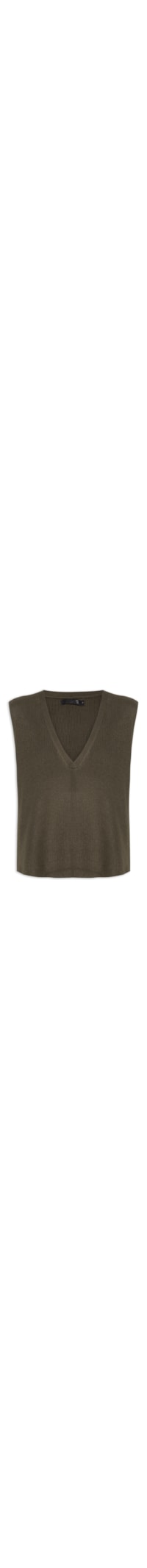 Colete Feminino Decote V Em Tricot - Marrom