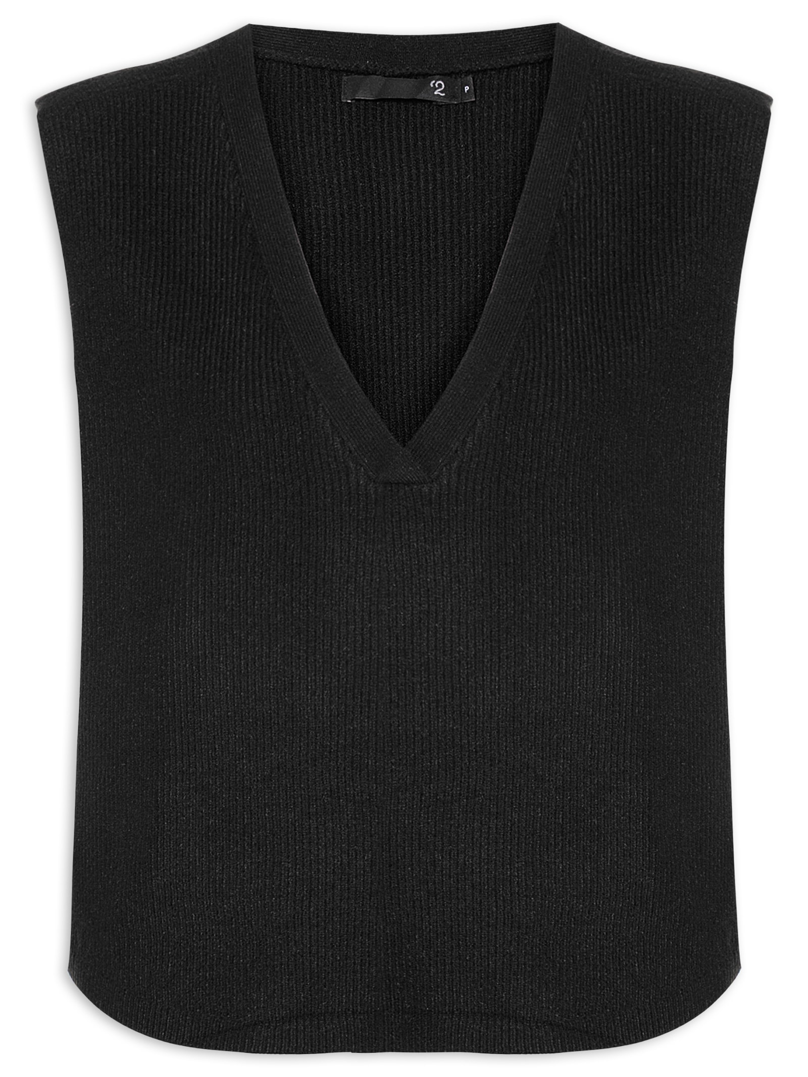 Colete Feminino Decote V Em Tricot Marrom '2Essential