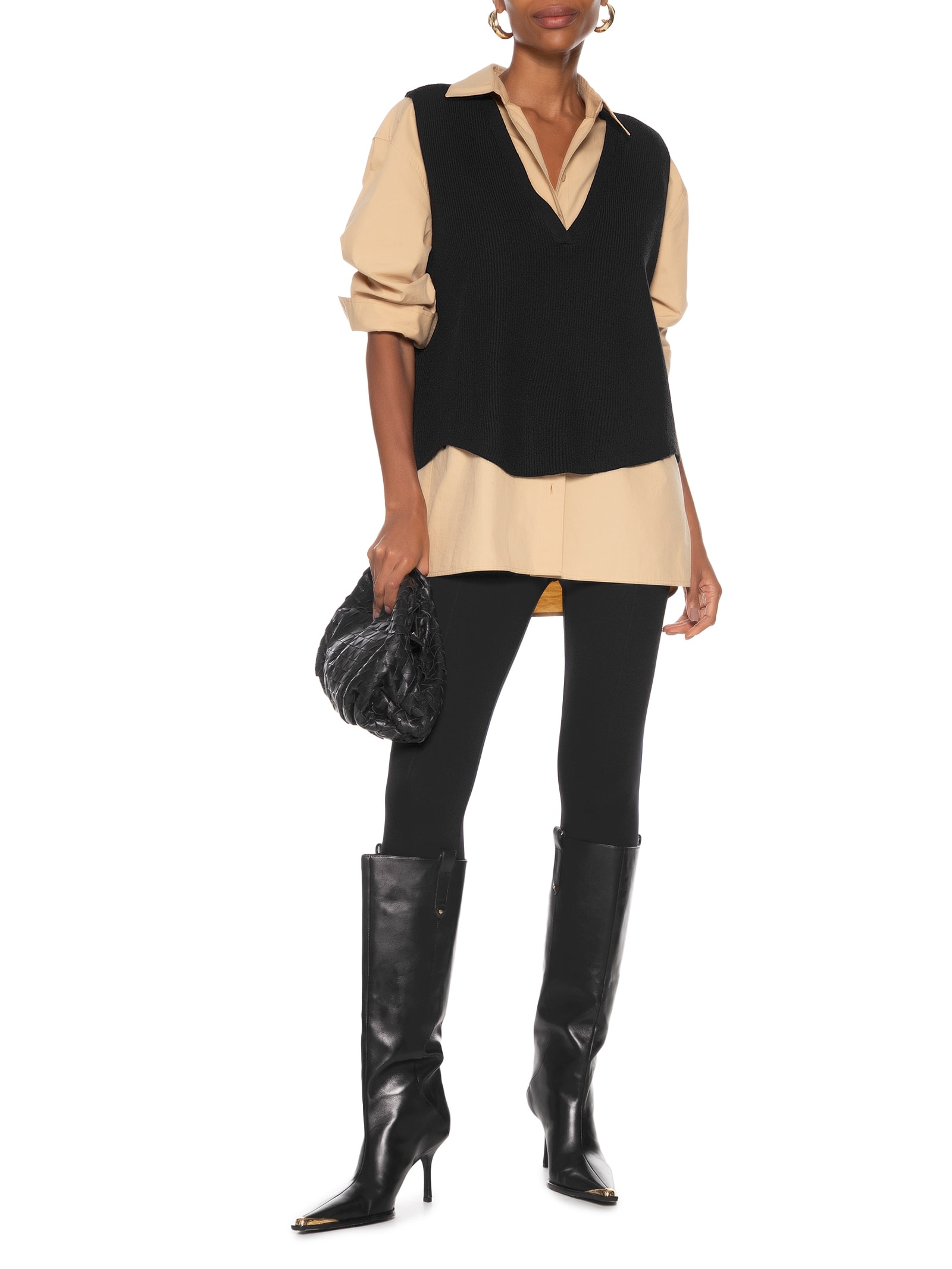 Colete Feminino Decote V Em Tricot Marrom '2Essential