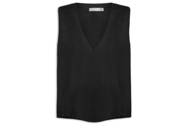 Colete Feminino Decote V Em Tricot - Preto