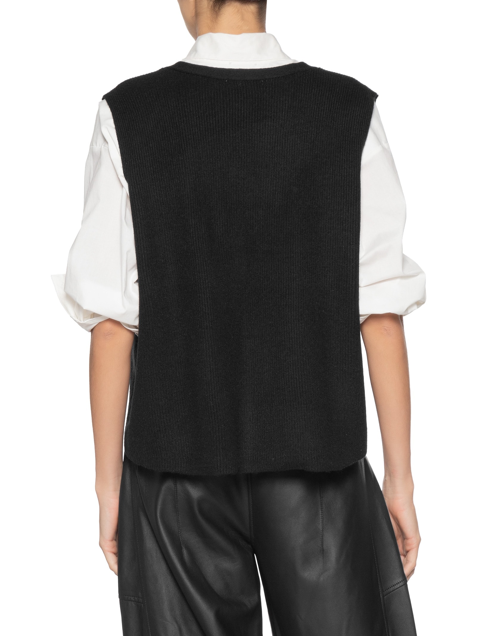 Colete Feminino Decote V Em Tricot Preto '2Essential