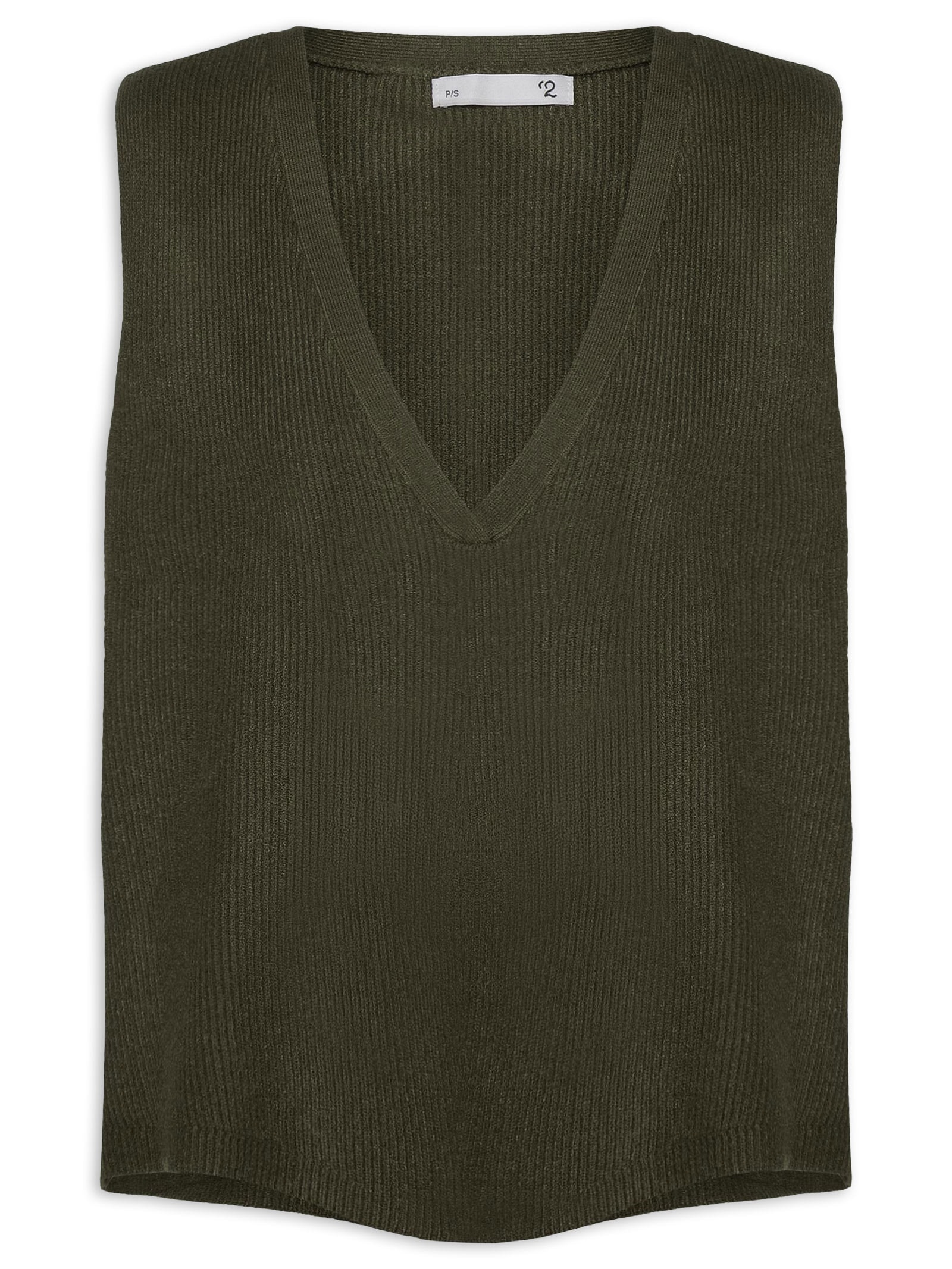 Colete Feminino Decote V Em Tricot Verde '2Essential