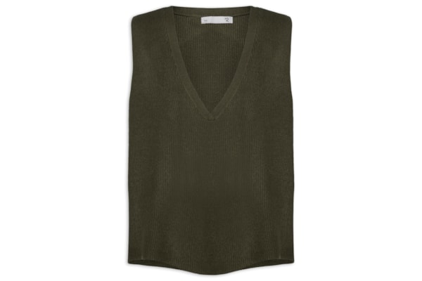 Colete Feminino Decote V Em Tricot - Verde