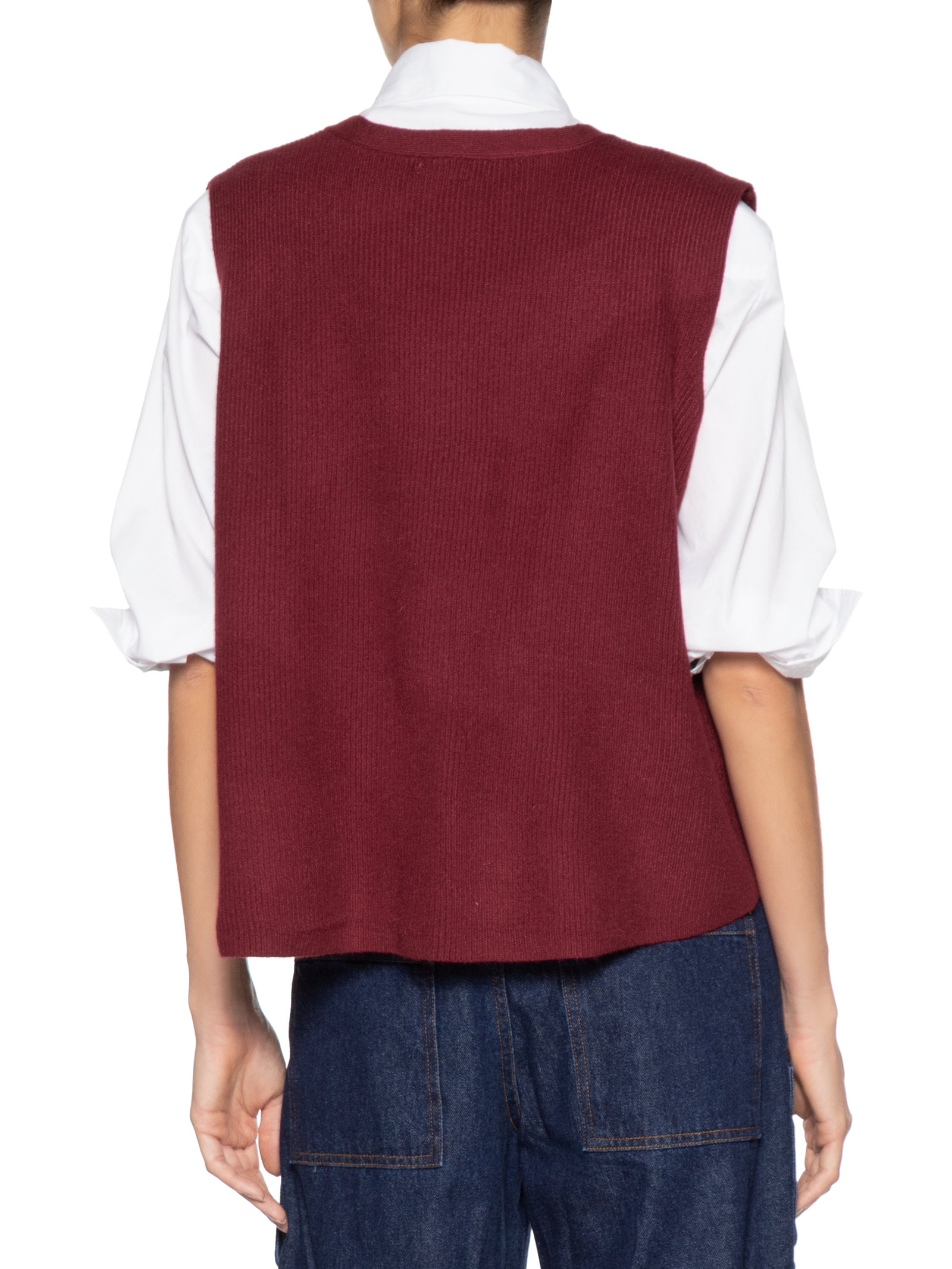 Colete Feminino Decote V Em Tricot Vermelho '2Essential