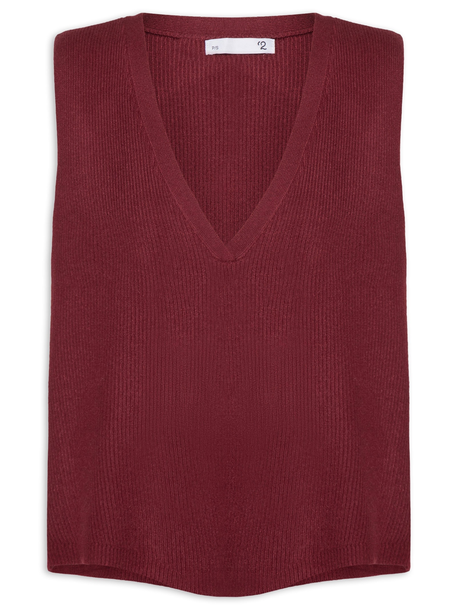 Colete Feminino Decote V Em Tricot Vermelho '2Essential