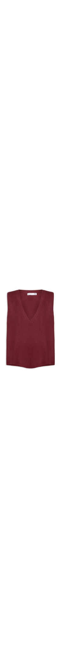 Colete Feminino Decote V Em Tricot - Vermelho